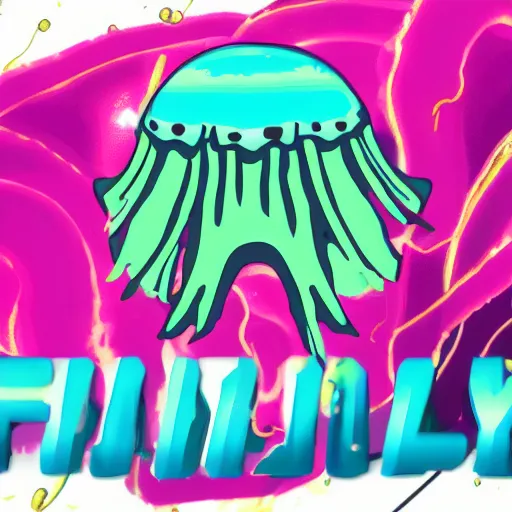 Prompt: a logo for a TV show about jellyfish fighting cry in a cyberpunk setting in the future