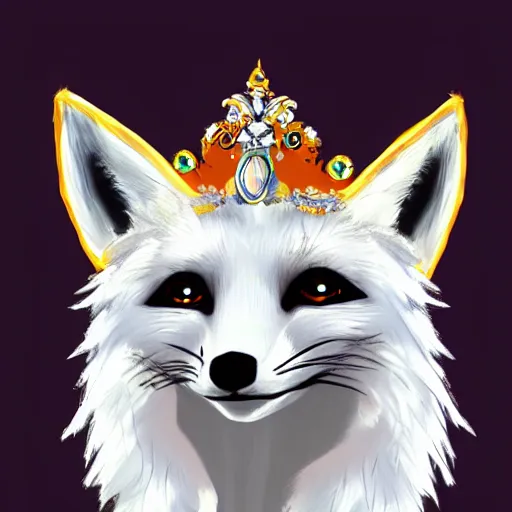 Image similar to fox wearing a tiara, fursona furry art artstation