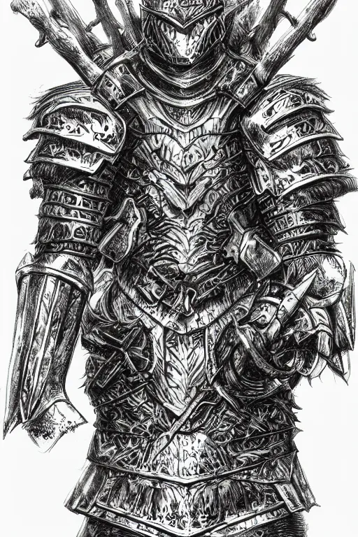 Prompt: human warrior wearing tree themed armour, symmetrical, highly detailed, digital art, sharp focus, trending on art station, kentaro miura manga art style