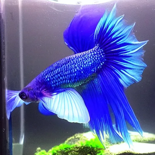 Image similar to beautiful and detailed betta fish with super long fins in an epic aquascape