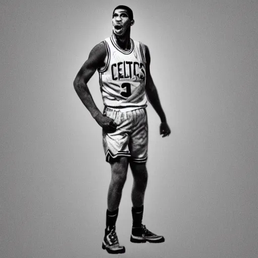 Image similar to Portrait of Boston Celtics Jayson Tatum, Jayson Tatum as Che Guevara, Jayson Tatum as Guerilla Heroica, Black and White, by Alberto Korda, inspiring, dignifying, stoic, stoicism, national archives, digital art, trending on artstation, octane render