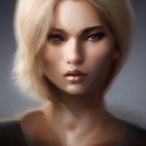 Prompt: a young blond woman, artstation, digital art