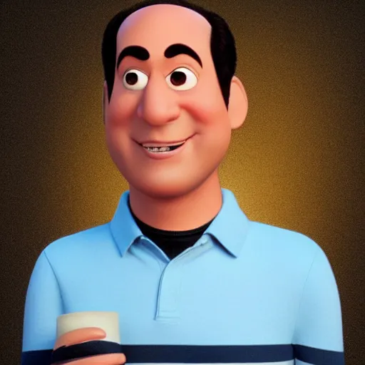 Prompt: jerry seinfield as a pixar bee