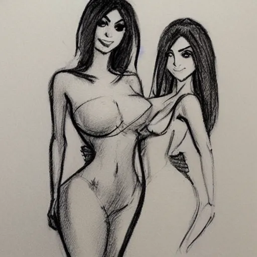 Image similar to milt kahl sketch of victoria justice with kim kardashian body