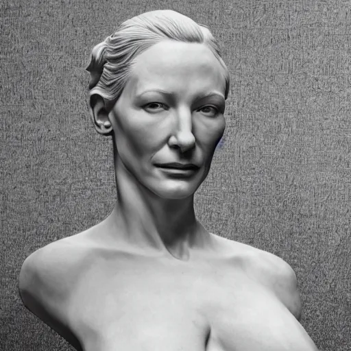 Prompt: sculpture of cate blanchett ,victorious , by Augusts Rodin,hyper detailed, photorealism