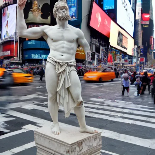 Image similar to a greek statue in times square