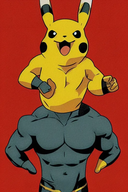 Prompt: Breathtaking comic book style of Pikachu with the body of Dwayne Johnson, high quality, 8k, very detailed