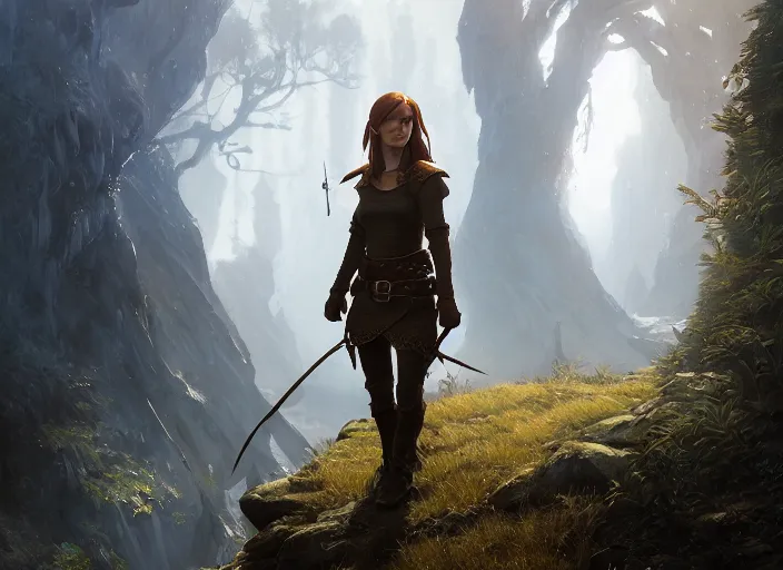 Image similar to highly detailed portrait of aya cash as an elf, in skyrim, stephen bliss, unreal engine, fantasy art by greg rutkowski, loish, rhads, ferdinand knab, makoto shinkai and lois van baarle, ilya kuvshinov, rossdraws, tom bagshaw, global illumination, radiant light, detailed and intricate environment