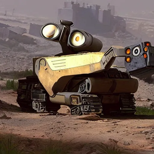 Prompt: Wall-e but as a tank