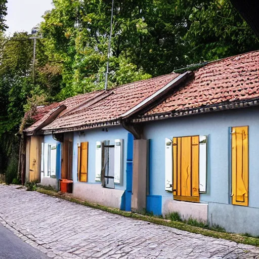 Prompt: french suburb little houses photo
