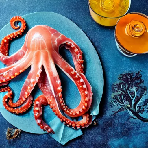 Prompt: octopus prosciutto undersea