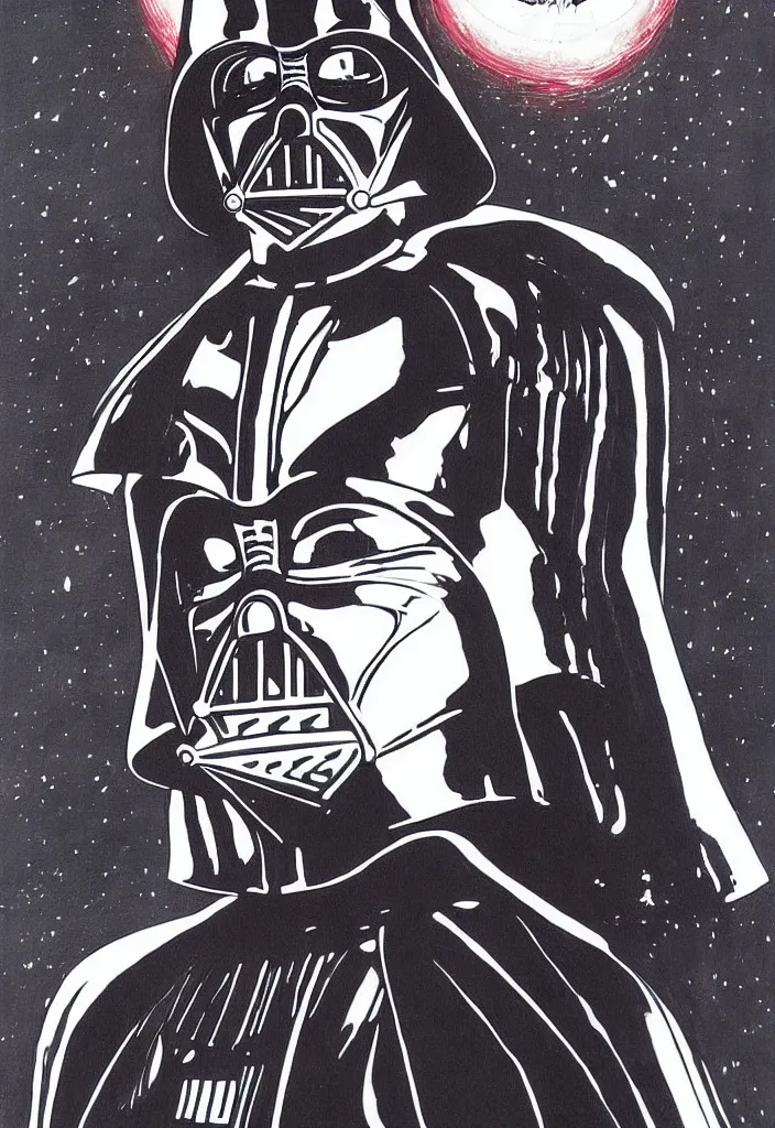 Image similar to portrait of darth vader, by junji ito