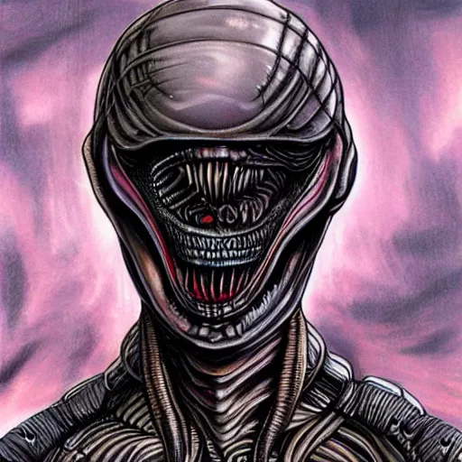 Image similar to Alien Elon Musk, Giger inspired