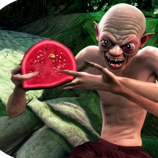 Image similar to Gollum eating watermelon gta v loading screen