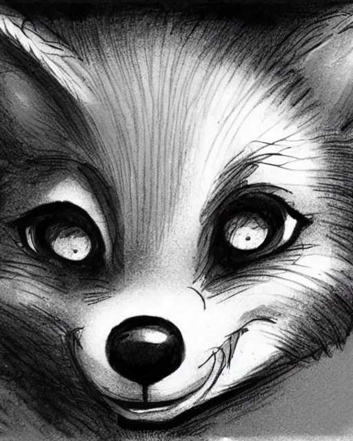 Prompt: a cute wolf pup with big eyes, illustration by glen keane