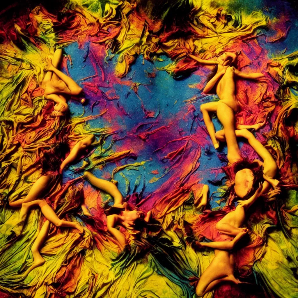 Prompt: award winning psychedelic photo of a lsd trip, vivid colors, frantic, studio lighting, wide shot art by sally mann & arnold newman