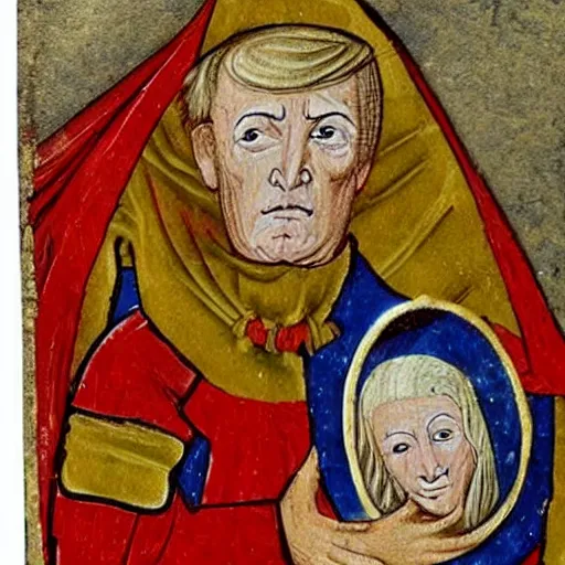 Image similar to medieval painting of donald trump