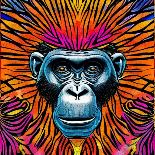 Image similar to stoned ape theory, psilocybin mushrooms, abstract, evolution