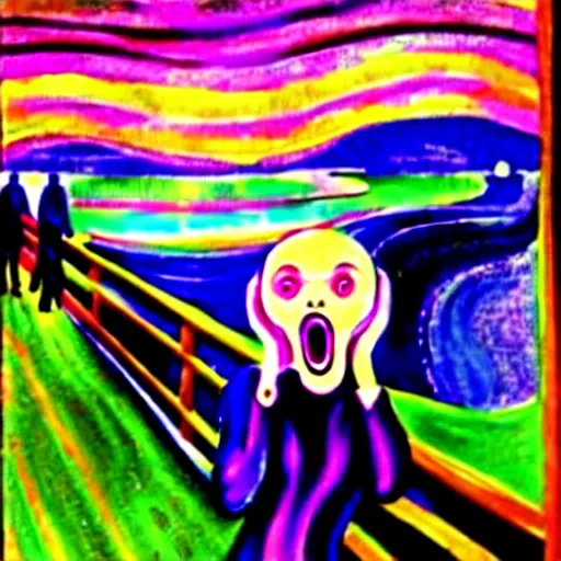 Image similar to painting of the scream, by lisa frank