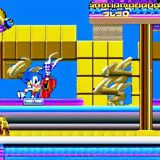 Image similar to sonic the hedgehog in jazz jackrabbit 2, in-game screenshot