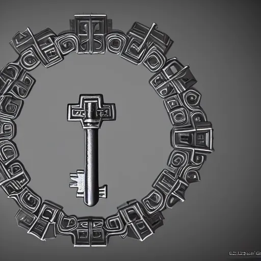 Image similar to a stylised key for the doors, key is on the center of image, point and click game inventory item, very detailed, dynamic lights, without background, high poly vray render, stylised textures, trending on artstation