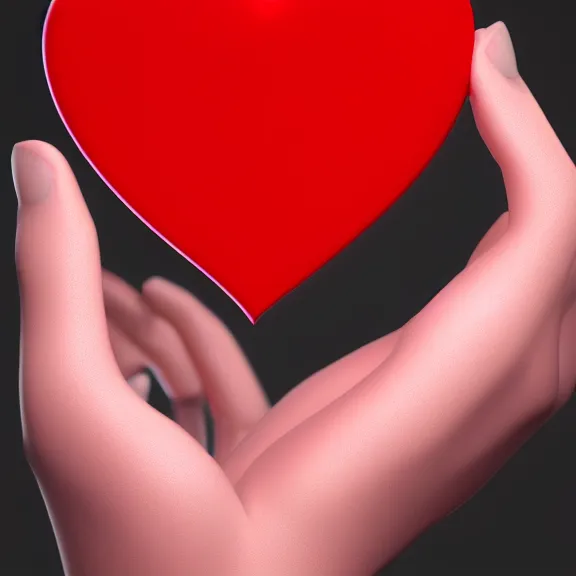 Image similar to close up woman blowing the red heart emoji from her hand, trending on artstation, concept art, high detail, sharp, unreal engine