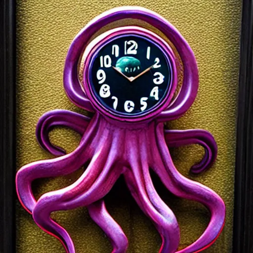 Image similar to futurism octopus clock