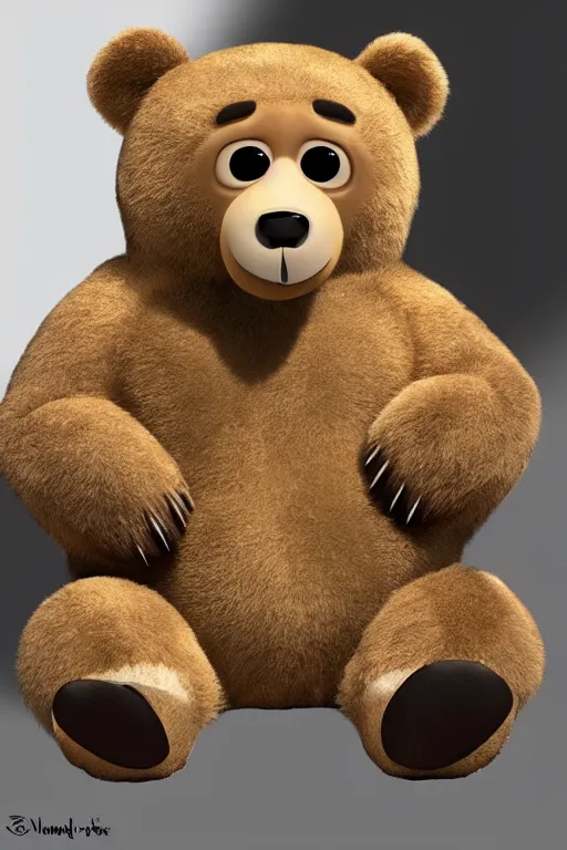 Image similar to a cute perfect bear character by pixar