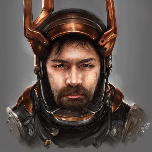 Image similar to portrait of a male dwarf by ayami kojima, he is about 2 0 years old, american, copper hair, strong, friendly, he is wearing a modern tactical gear, scifi, highly detailed portrait, digital painting, artstation, concept art, smooth, sharp foccus ilustration, artstation hq