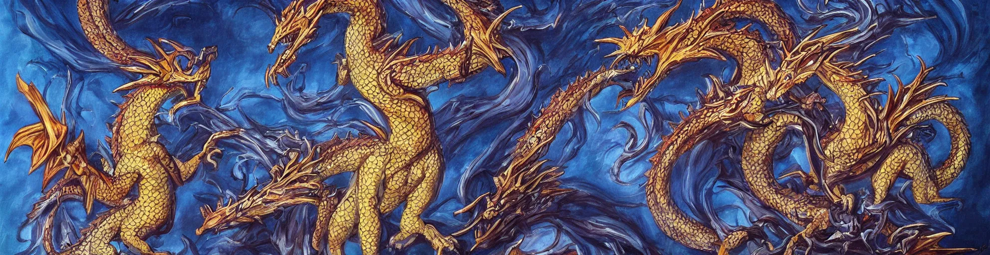 Prompt: the most beautiful dragon dramatic painting