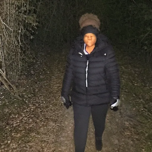 Image similar to chicago mayor lori lightfoot spotted on woodland trail cam night vision