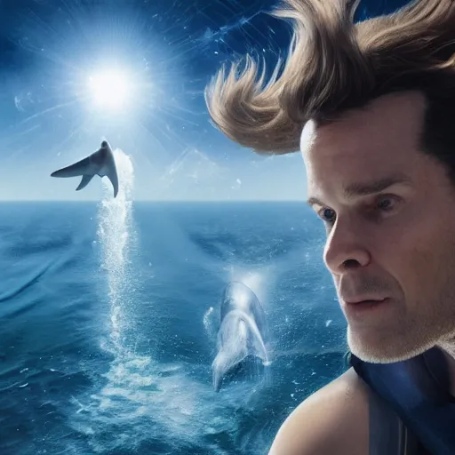 Prompt: hyperrealistic film still of ace ventura searching for dolphin in space, stunning 3 d render, inspired by istvan sandorfi & greg rutkowski & unreal engine, perfect facial symmetry, dim volumetric cinematic lighting, 8 k octane comprehensive render, extremely hyper - detailed, incredibly lifelike attributes, intricate, real flesh texture, masterpiece, artstation, stunning,