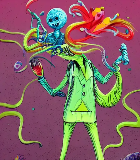 Image similar to My Dress Up Darling by Alex Pardee and Nekro and Petros Afshar, and James McDermott,unstirred paint, vivid color, cgsociety 4K