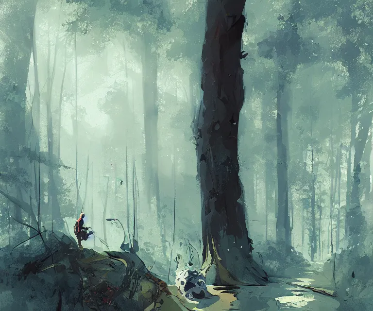 Prompt: painting portrait of a young bald blue - skinned wizard in a forest, by ismail inceoglu