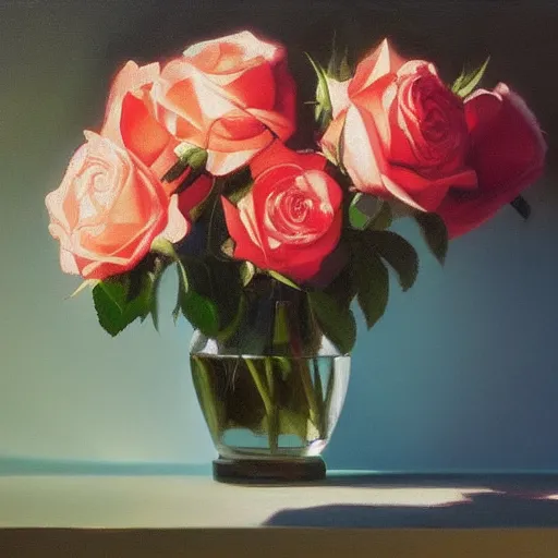 oil painting by frans mortelmans, roses in cinematic | Stable Diffusion ...