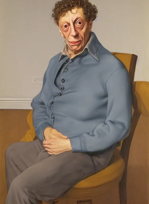 Prompt: portrait of Philip Glass by John Currin