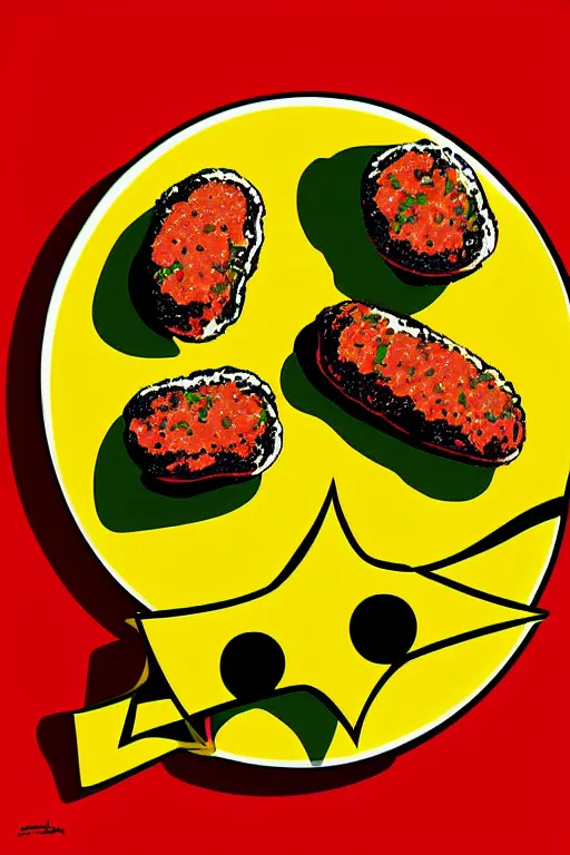 Image similar to nugget and sausage on plate, pop art, by mike swiderek, jorge lacera, ben lo, tyler west, ultrarealistic