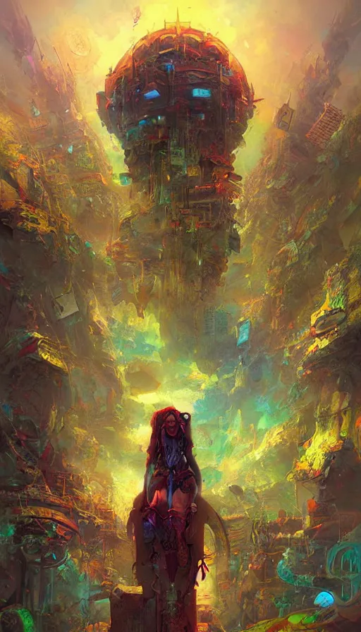 Image similar to psytrance artwork, by marc simonetti