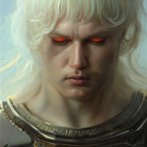 Image similar to Griffith, closeup character portrait art by Donato Giancola, Craig Mullins, digital art, trending on artstation