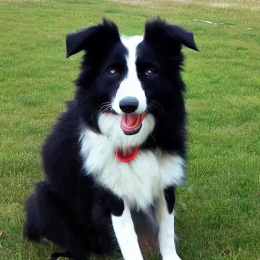 Prompt: Borgs Border collie assimulating humans