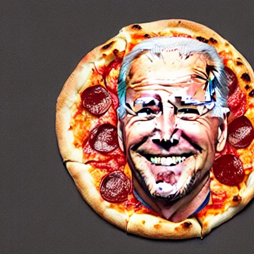 Prompt: photo of Joe Biden's face perfectly imprinted on a pizza, 8k, amazing details, octane render