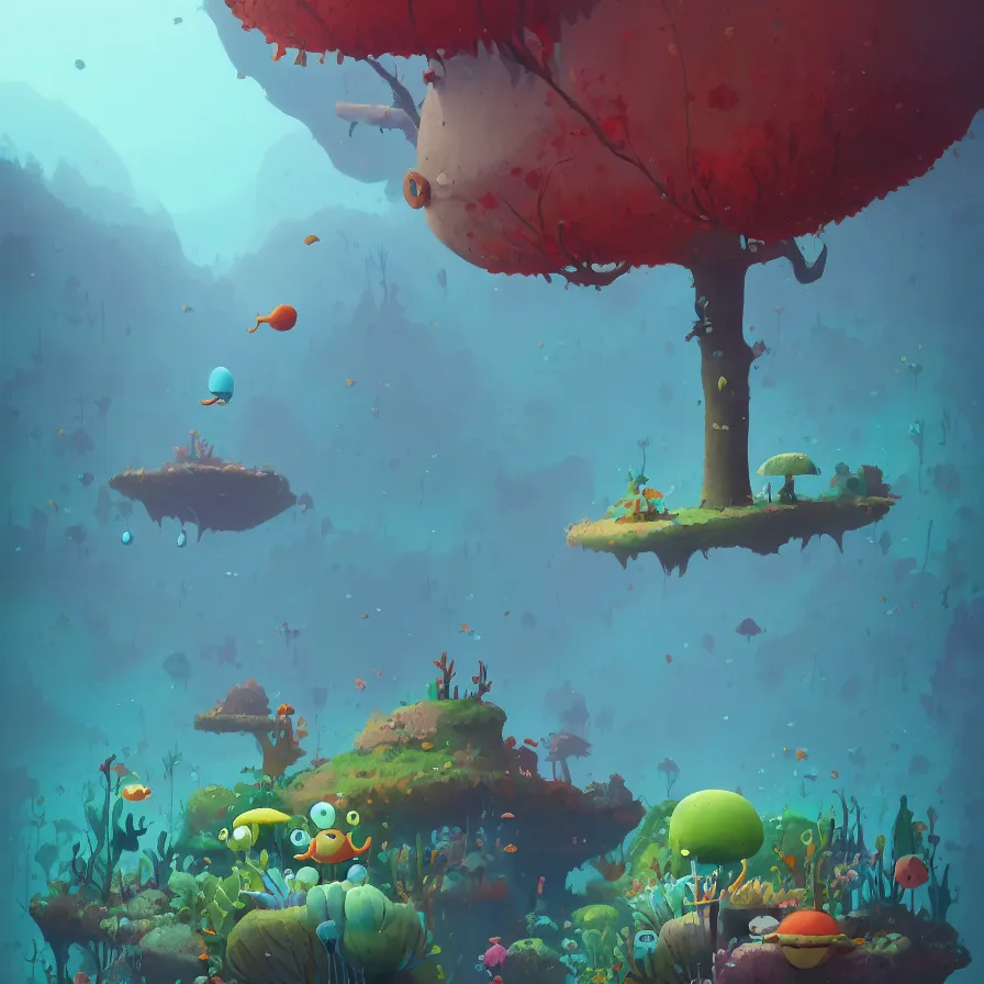 Prompt: (Goro Fujita illustrating) Underwater forest, aquatic life, full of color, (art by Goro Fujita, sharp focus, highly detailed, ArtStation)