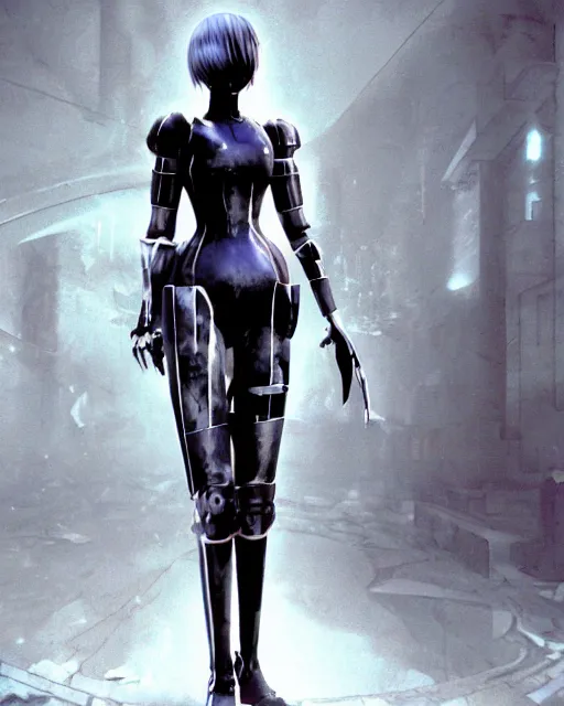 Prompt: film still 2 b nier automata from the video game half life ( 1 9 9 8 ). photographic, photography