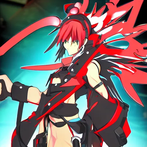 Image similar to guilty gear strive zato - 1, neon, futuristic,