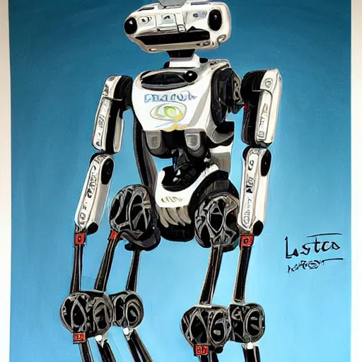 Image similar to a detailed painting of boston dynamics atlas robot, Laputa style