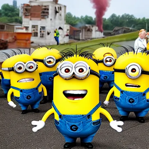 Image similar to minions characters at the hidenburg disaster.