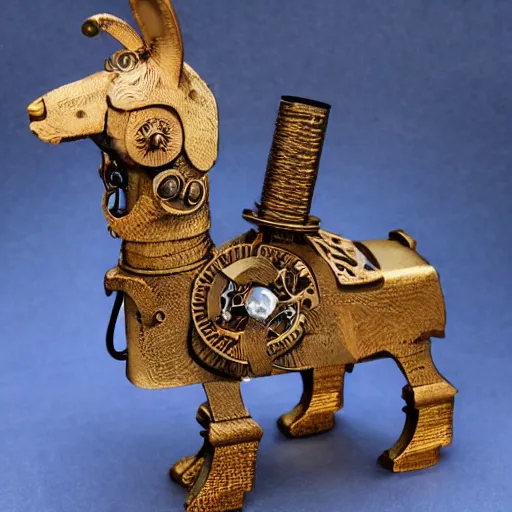 Image similar to a steampunk llama, detailed