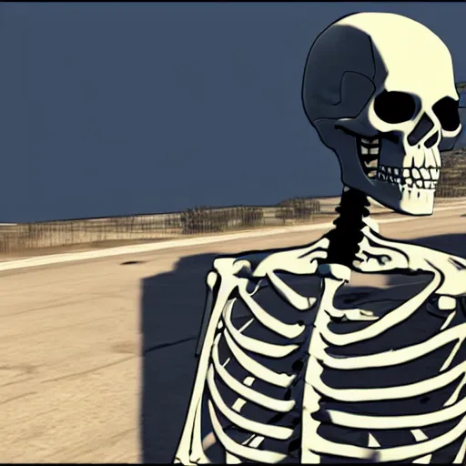 Image similar to Skeleton in GTA style,