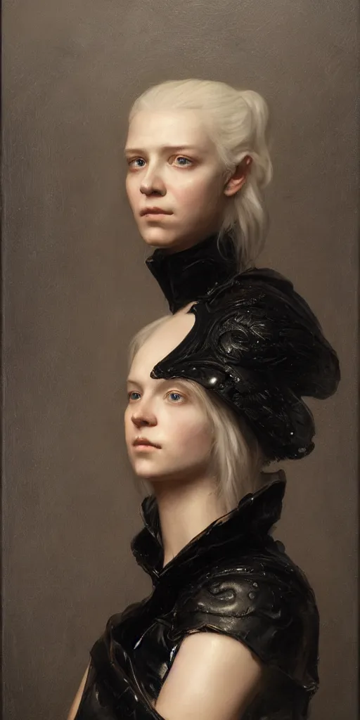 Image similar to the portrait of ( ( ( ( ( hunter schafer ) ) ) ) ) in black wax crown by roberto ferri, fantasy, witcher, very detailed oil painting, masterpiece, 8 k