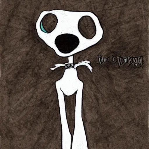 Prompt: grunge drawing of a dog in the style of corpse bride